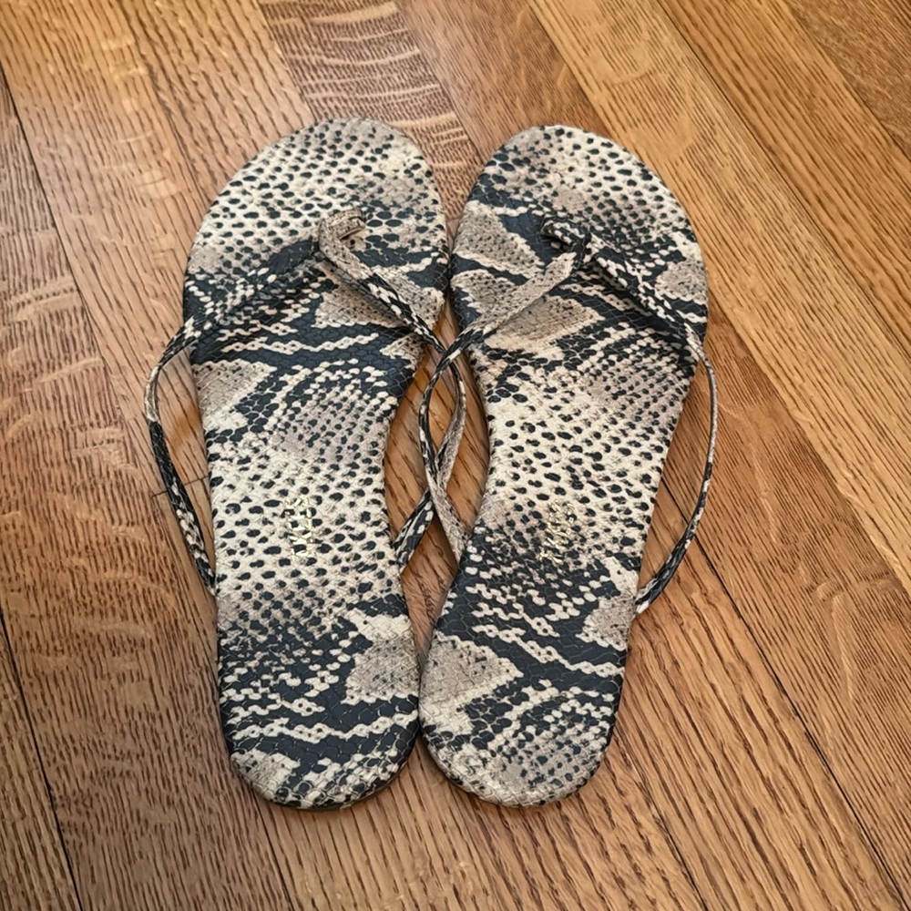 TKEES Snake Print Sandals